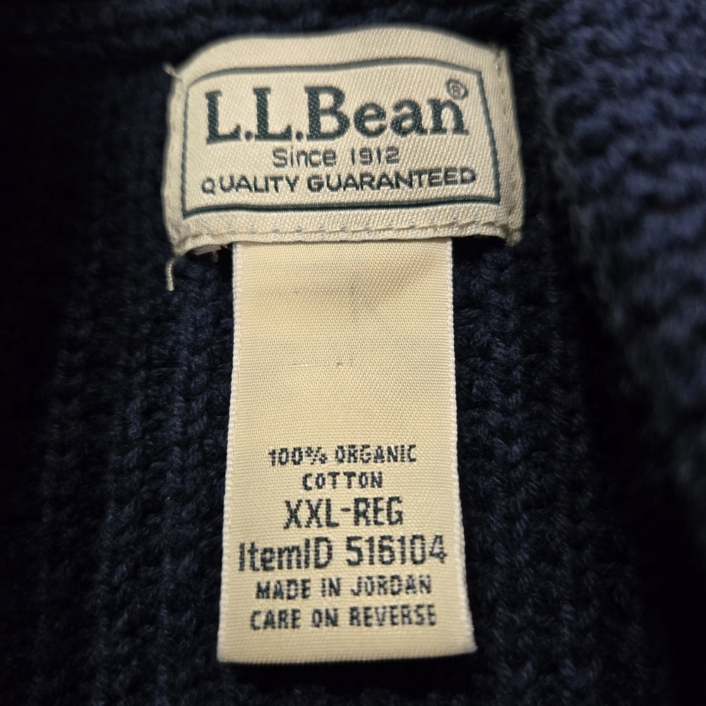 L.L. Bean Dark Navy Blue Men's Button Down Cardigan Sweater Size XXL - Picture 2 of 12